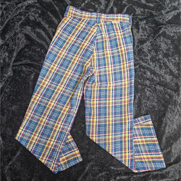 Sears Toughskins Blue, Yellow & Red Plaid Bellow Bottoms, size 6X Slim (19x18) - Picture 2 of 4